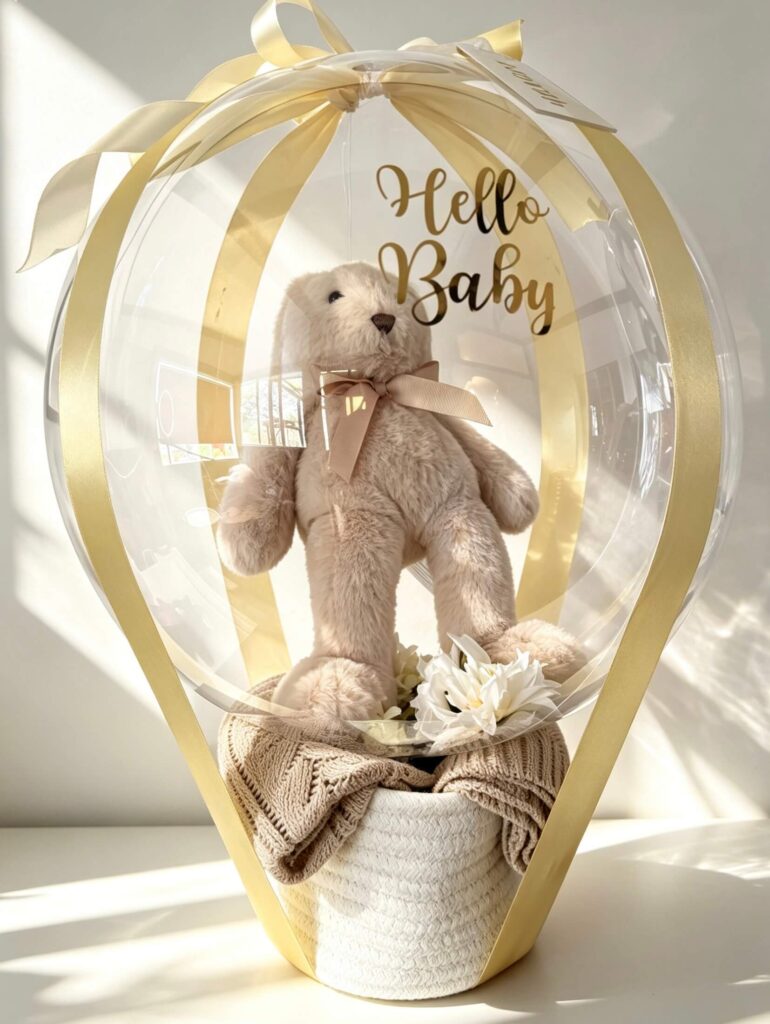 Baby Bubble Bouquet in Beige mit Hase